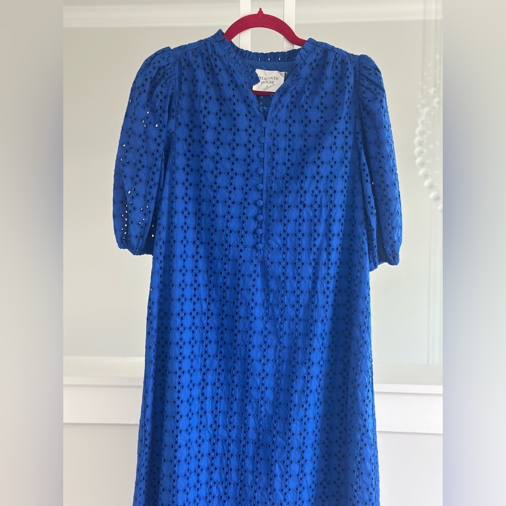 Tuckernuck Hyacinth House Vibrant Blue Eyelet Midi Dress - Picture 5 of 8